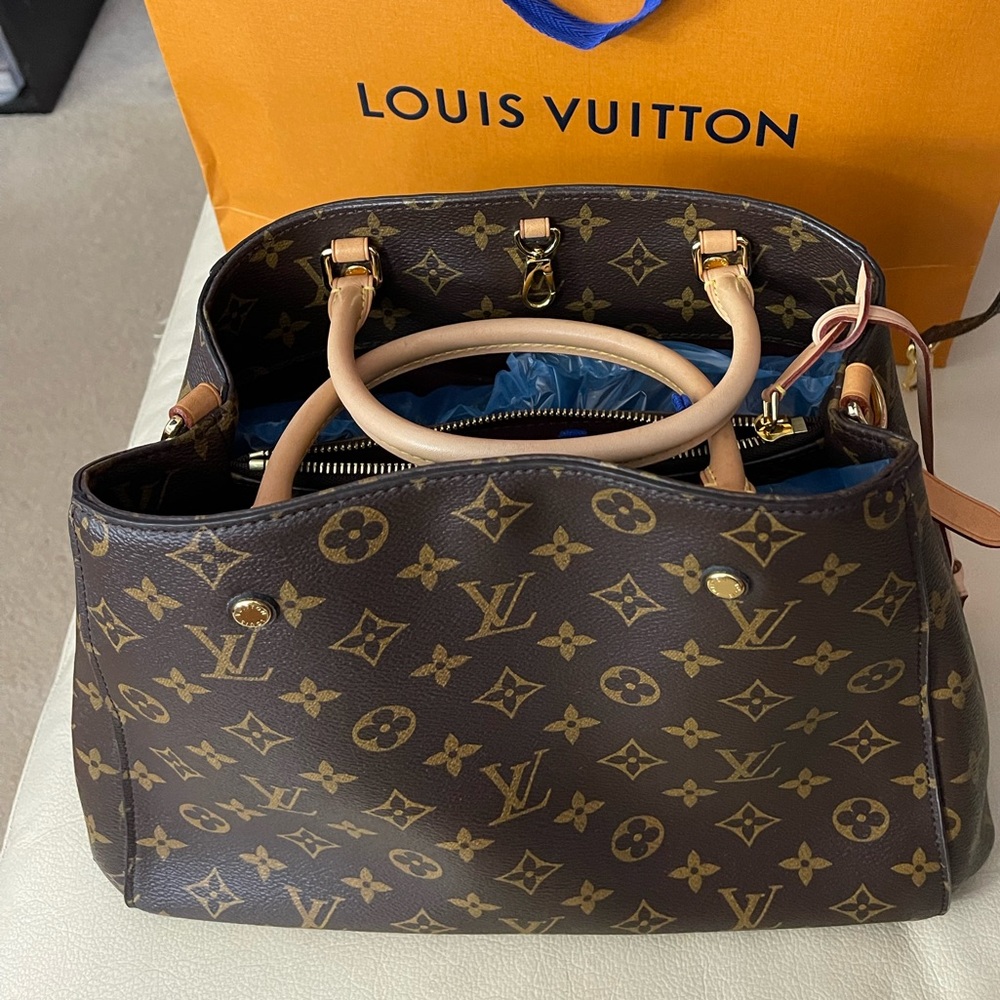 Authentic Louis Vuitton Monogram Montaigne MM Satchel Shoulder Bag M41056